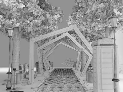  Urban environment Low-poly 3D model