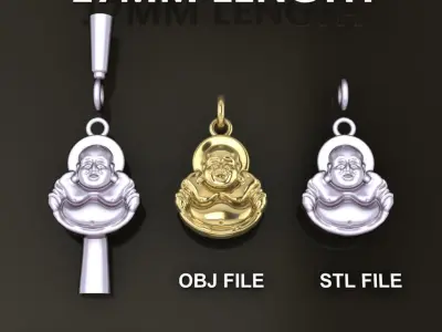 Happy Buddha Pendant 17mm Length  Mid Size 3D print model