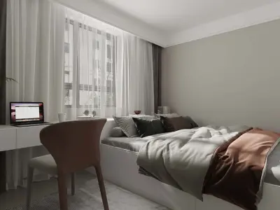 Modern minimalist bedroom 3D model shop
