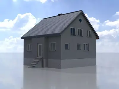 Modern single-family house version 5 R Low-poly 3D model