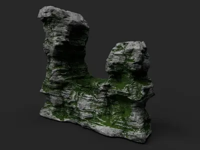 Mossy Cliff Rock 23-9 Low-poly 3D model