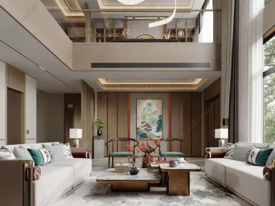 Chinese style villa interior design scene 03 3D model 3D model