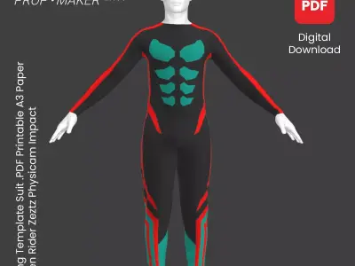 Sewing Zentai Suit Kamen Rider Zeztz Physicam Impact Template 3D model