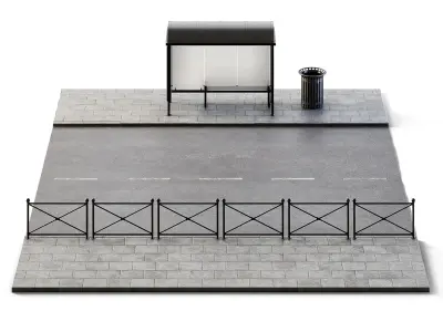 Street Set 10m x 14m Low-poly 3D model