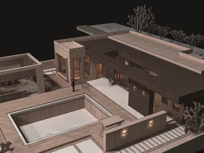  Modern villa 1 Low-poly 3D model