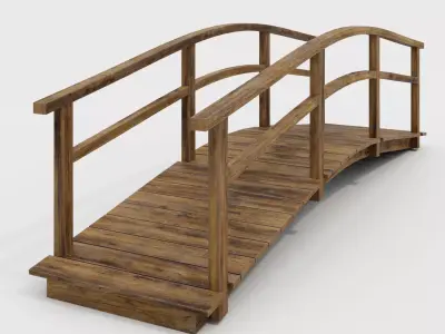 Footbridge wooden bridge Low-poly 3D model