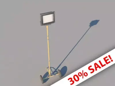 Portable Halogen Work Light Low-poly 3D model