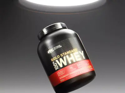 Premium Studio Lighting Setup for Whey Protein Products 3D model