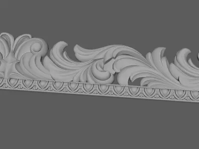 mirror gold ornate frame 3D model 6