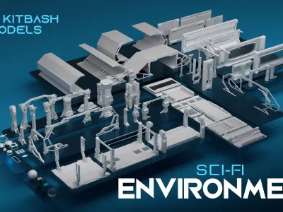 SCI-FI Environment Low-poly 3D model