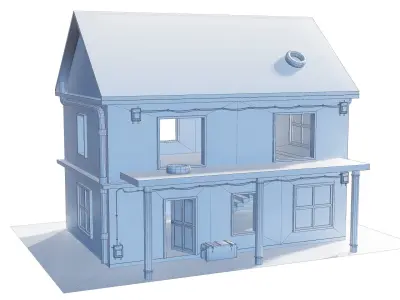 Old Old Building House for Game Low-poly 3D model