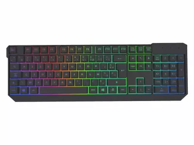 RGB Mechanical Gaming Keyboard switched On Low-poly 3D model