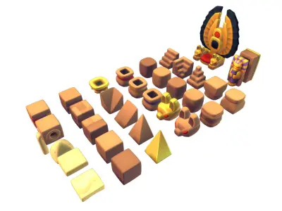Cube World Sandstone Block - Proto Series Low-poly 3D model