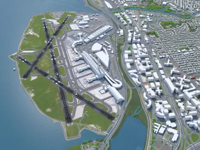 Ronald Reagan Washington Airport 8km Low-poly 3D model