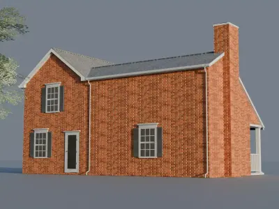 American Low Poly house 1 and Free Oak Tree - Game Ready Low-poly 3D model