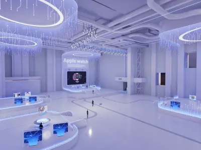 Futuristic Exhibition Interior Sci Fi Hall 3D model 3D model