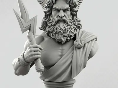Zeus Bust  3D Printable Statue of the King of Greek Gods 3D print model