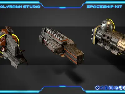 Spaceships Package Low-poly 3D model