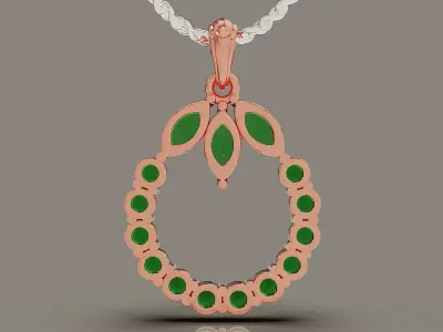 Marquise and round shape diamond pendant Free 3D print model