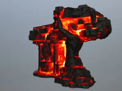 lava temple Low-poly 3D model