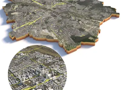 Warsaw City in Poland 3D model
