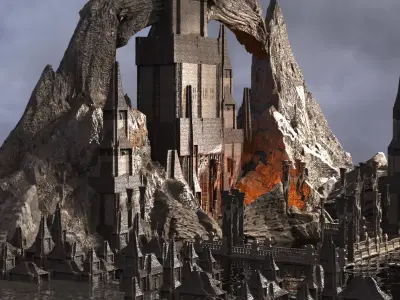 Medieval Cliffs Fort Kit bash 3  3D model