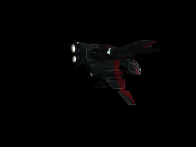 Red Fighter Game Asset 3D model