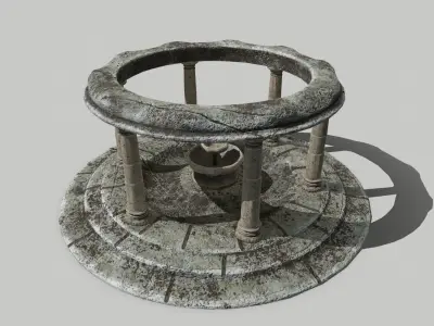 Altar Set stone wheel Low-poly 3D model