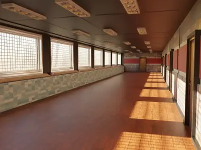 Corridor Hallway Low-poly 3D model