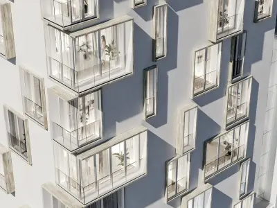 Modern residential building 02 3D model