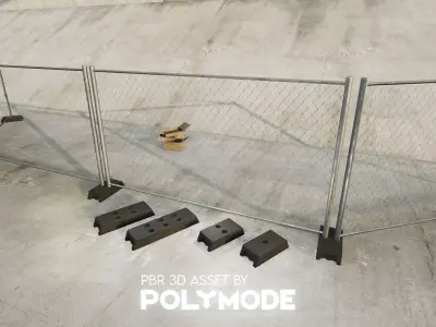 Low poly Fence 01 PBR Game-ready Low-poly 3D model