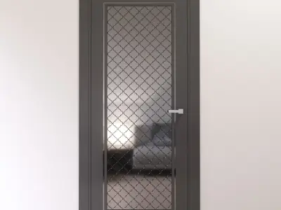 Dark gray interior door with shiny metal tiles 3D model