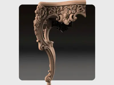Carved console 2 leg table for CNC 03 3D model