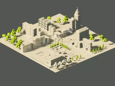 City Cartoon Stylish in White Color 3D model