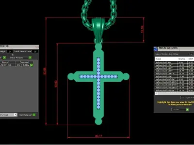 High Cross Pendant Light Gold 18K 3CP095 3D model