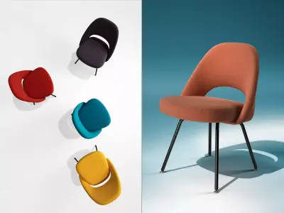 Saarinen Executive Chair Steel Legs 3D model