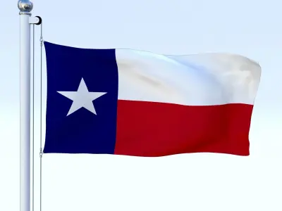 Animated Texas Flag Low-poly 3D model