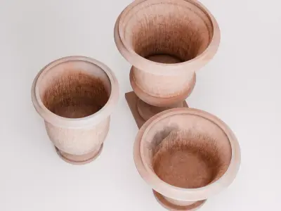 Terracotta Planters Set Low-poly 3D model