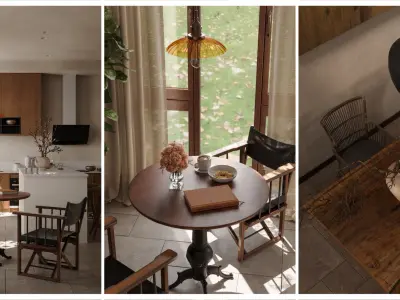 Wabi-sabi style living room 3D model