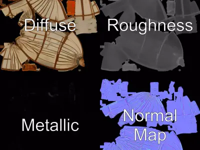 Vintage Steampunk Airship model pack Low-poly 3D model