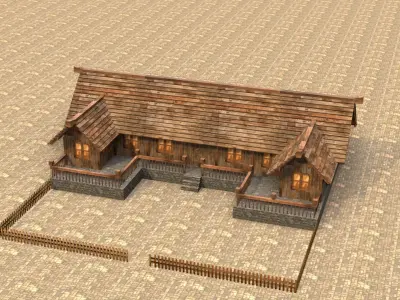 Low Poly Old Town Medieval House 3D Low-poly 3D model