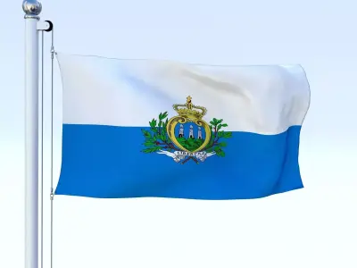 Animated San Marino Flag Low-poly 3D model