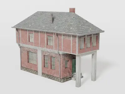 Brick signal tower Low-poly 3D model