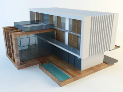 Modern villa Low-poly 3D model