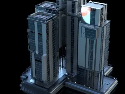 Futuristic Future Modern City Building Skyscraper 11 3D model