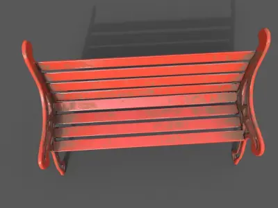 Old Street Bench Low-poly 3D model