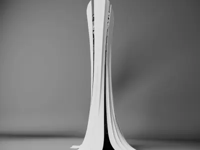 Organic Residential Tower Flowing Fabric inspired Design 3D model