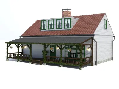 House with front porch  3D model