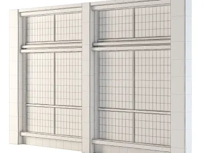 Factory Front Wall with Windows 3D model
