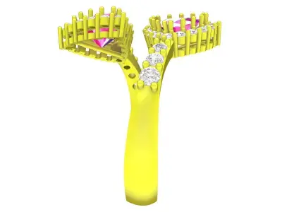 Luxury Pink Gemstone Bypass Ring Design for Women 6896 3D print model